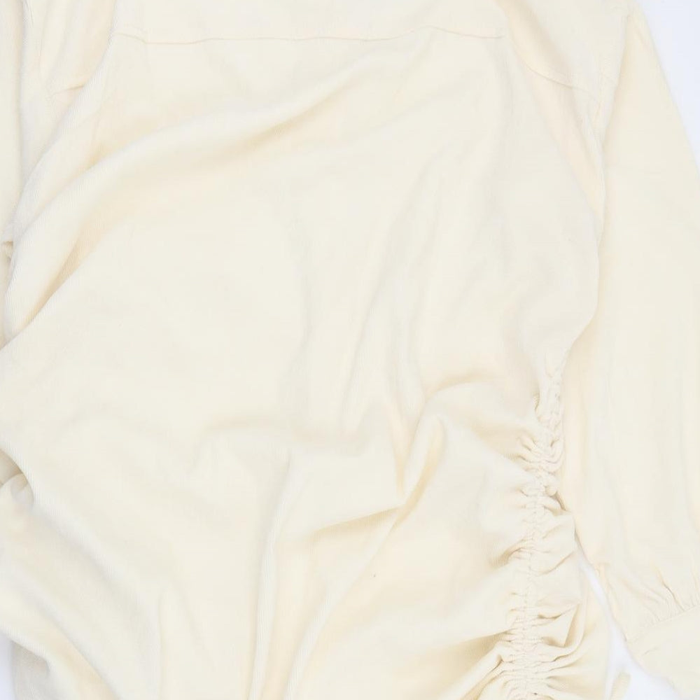PRETTYLITTLETHING Womens Ivory  Polyester Shirt Dress  Size 14  Collared