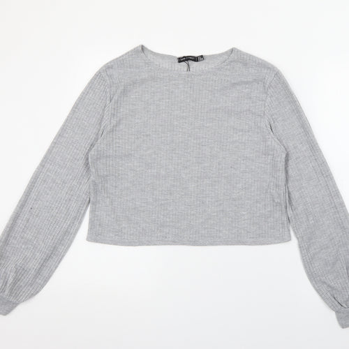 I SAW IT FIRST Womens Grey Round Neck  Polyester Pullover Jumper Size 14