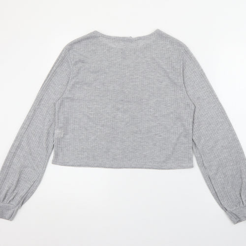 I SAW IT FIRST Womens Grey Round Neck  Polyester Pullover Jumper Size 14