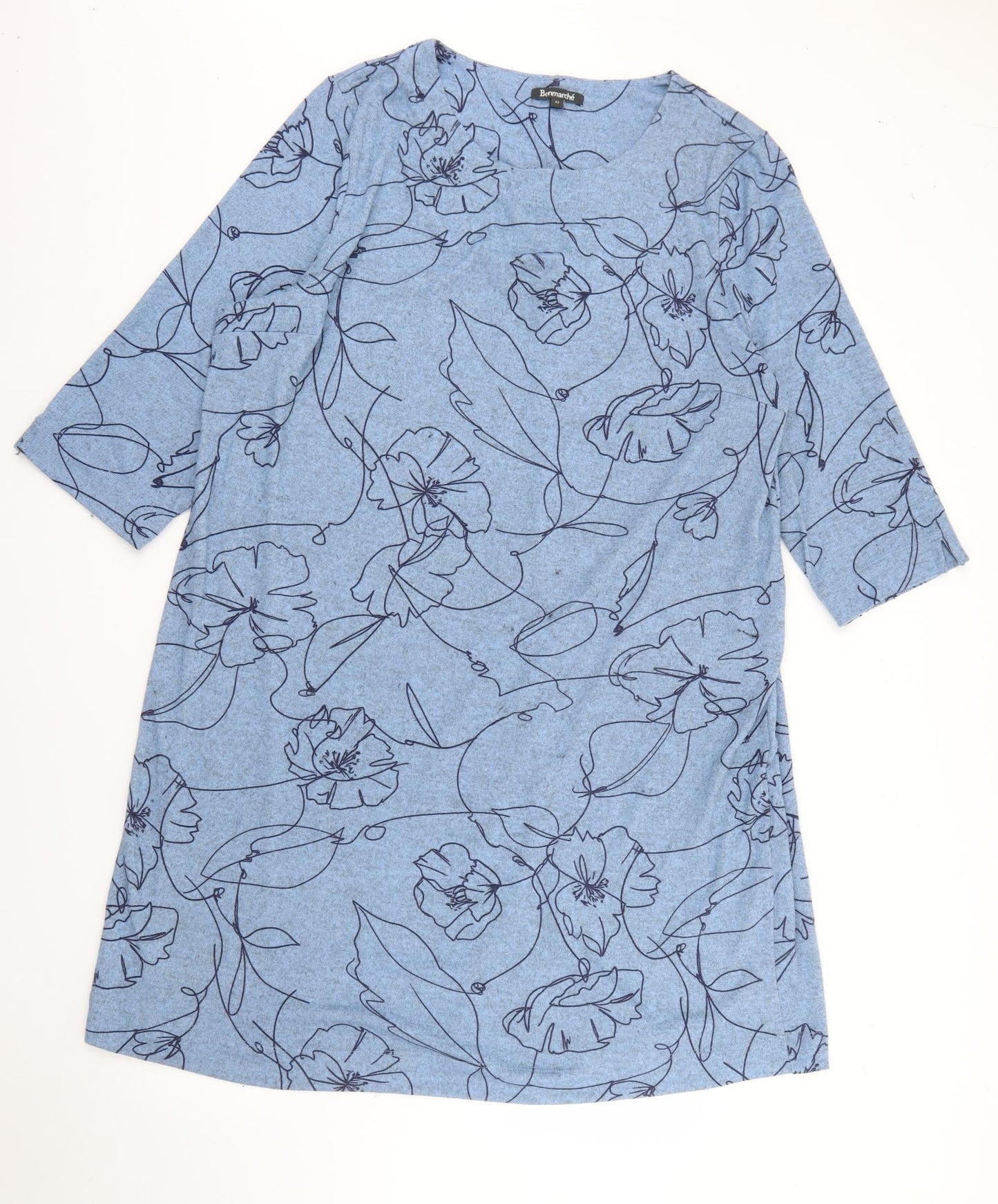 Bonmarché Womens Blue Geometric Polyester Jumper Dress  Size 22  Round Neck