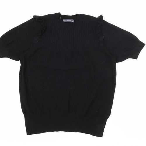 Marks and Spencer Womens Black Crew Neck  Viscose Pullover Jumper Size 12