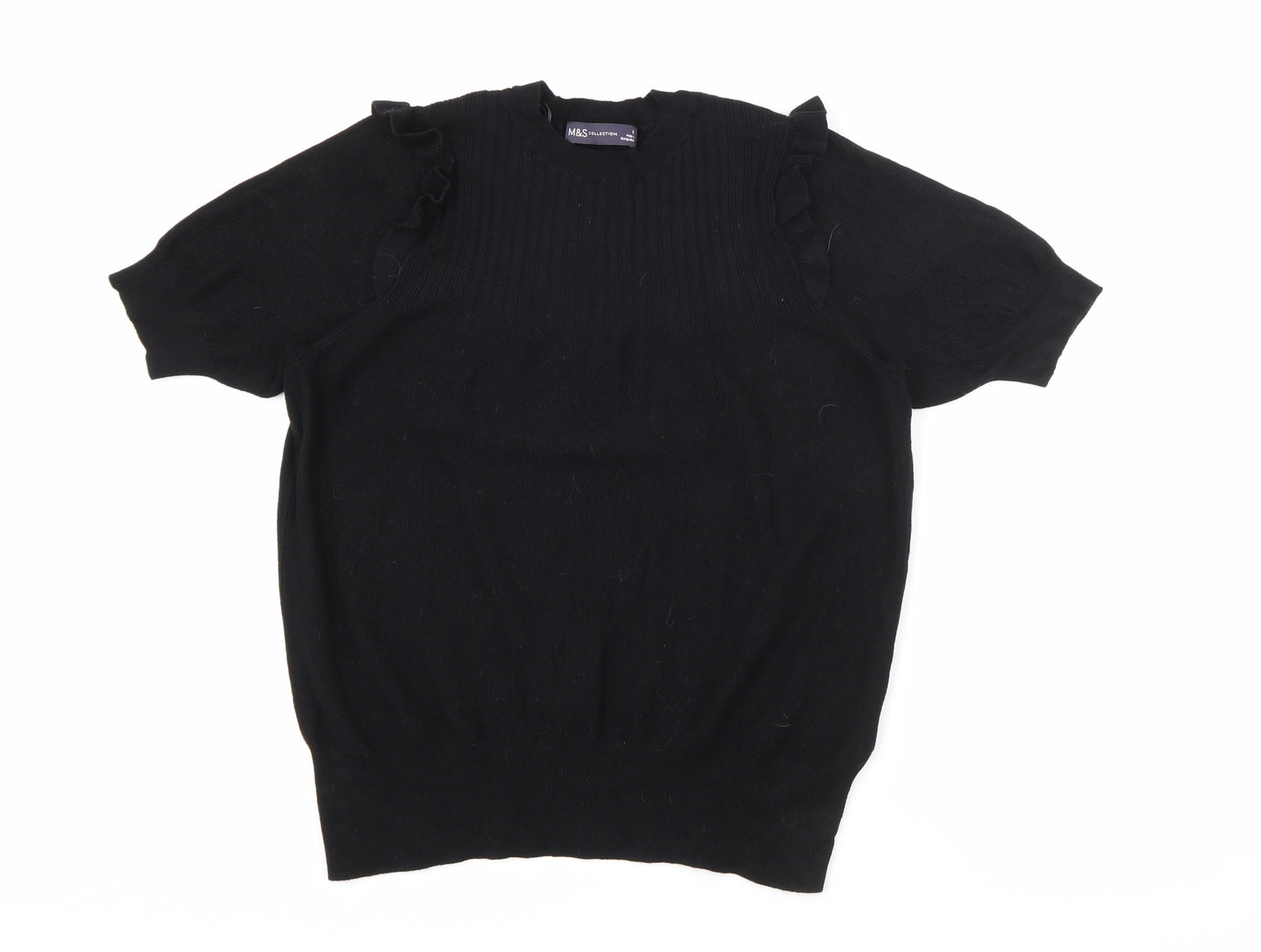 Marks and Spencer Womens Black Crew Neck  Viscose Pullover Jumper Size 12