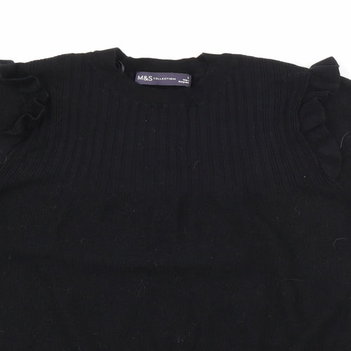 Marks and Spencer Womens Black Crew Neck  Viscose Pullover Jumper Size 12