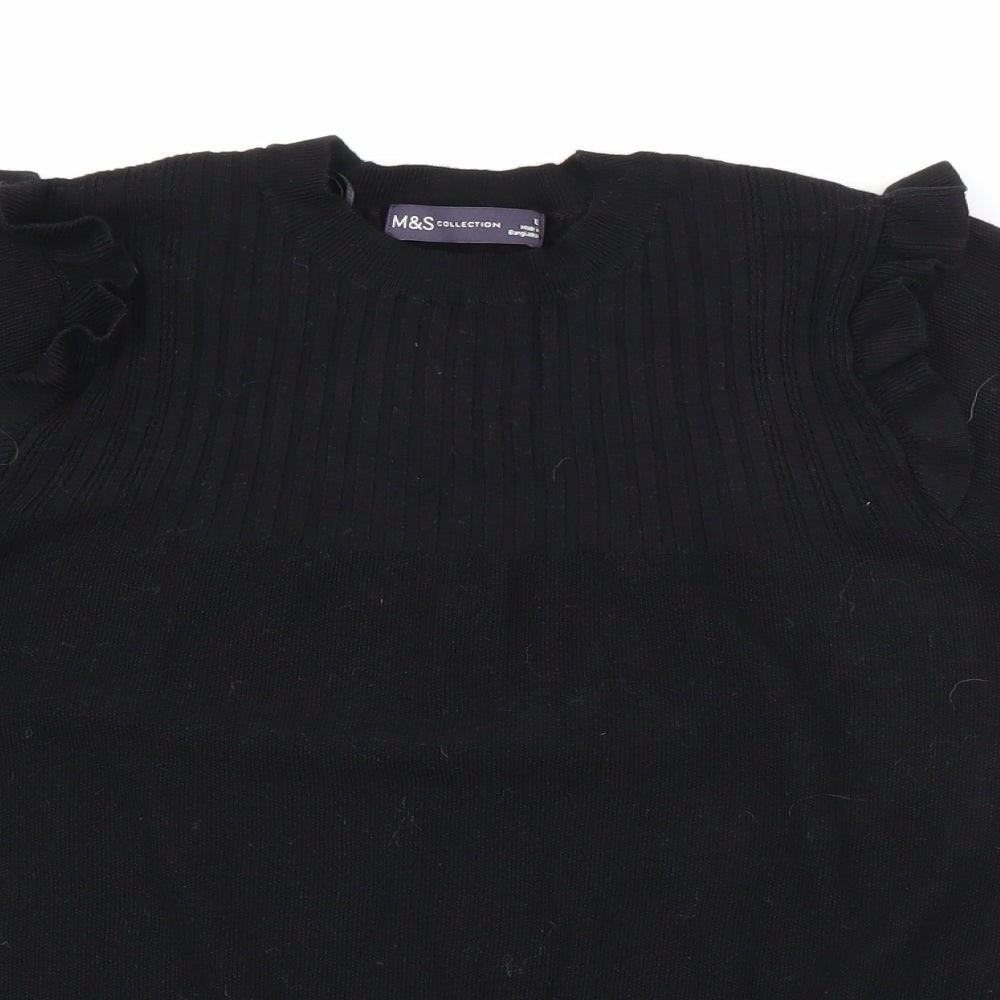 Marks and Spencer Womens Black Crew Neck  Viscose Pullover Jumper Size 12