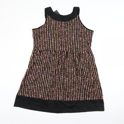 Zuppe Womens Black Geometric Cotton Fit & Flare  Size 4  Square Neck