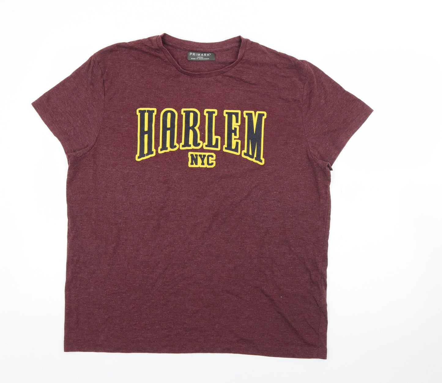 Primark Womens Purple  Cotton Basic T-Shirt Size L Crew Neck - Harlem