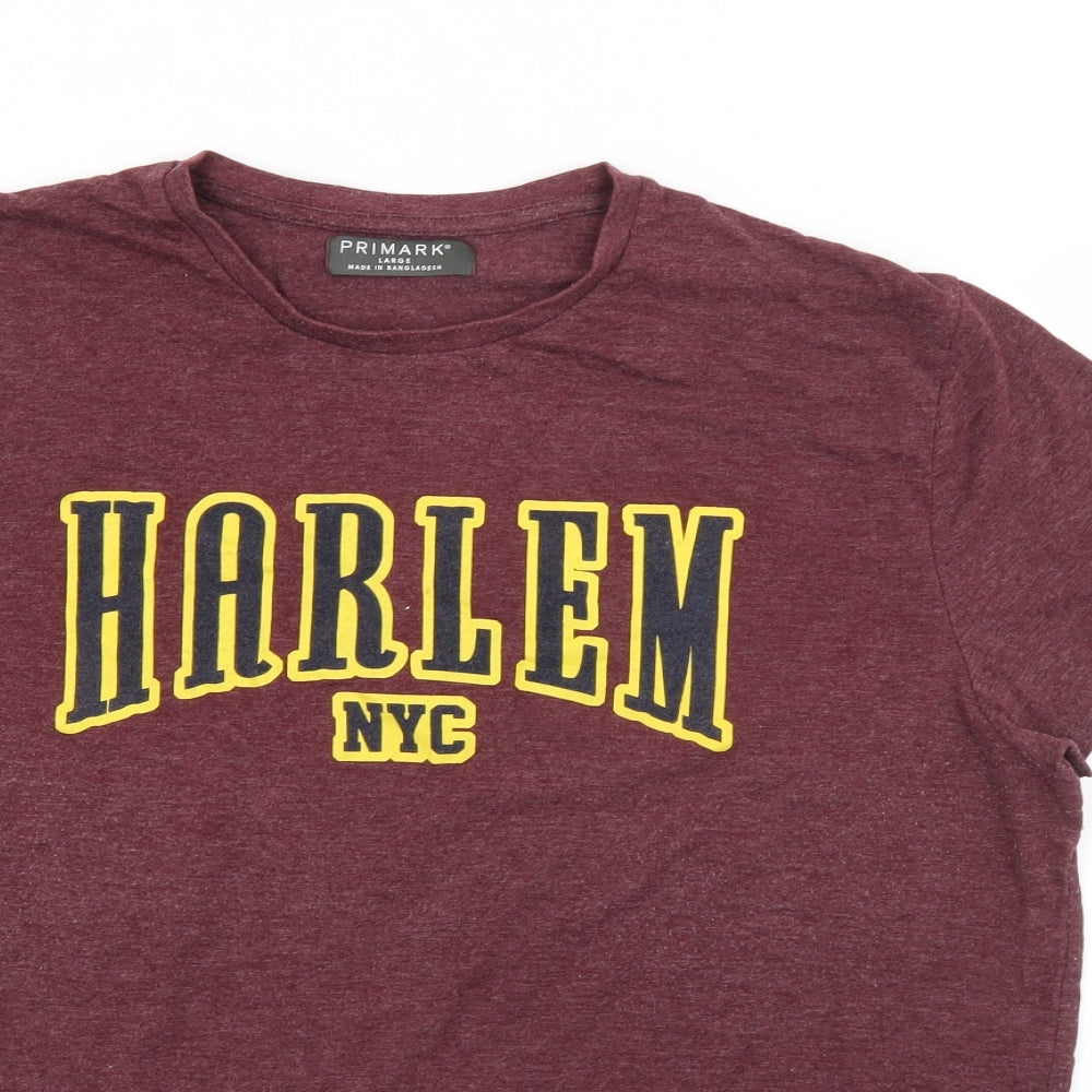 Primark Womens Purple  Cotton Basic T-Shirt Size L Crew Neck - Harlem