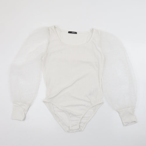 Quiz Womens White Square Neck  Polyester Pullover Jumper Size 14
