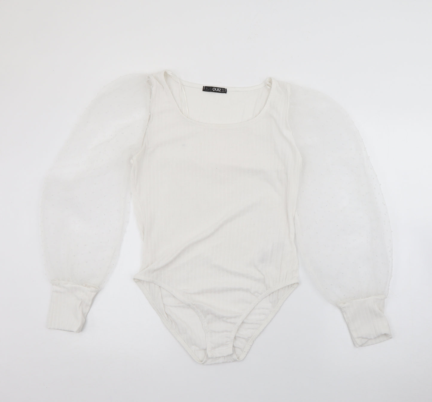Quiz Womens White Square Neck  Polyester Pullover Jumper Size 14