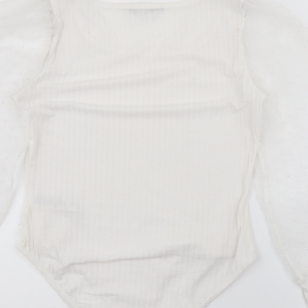 Quiz Womens White Square Neck  Polyester Pullover Jumper Size 14