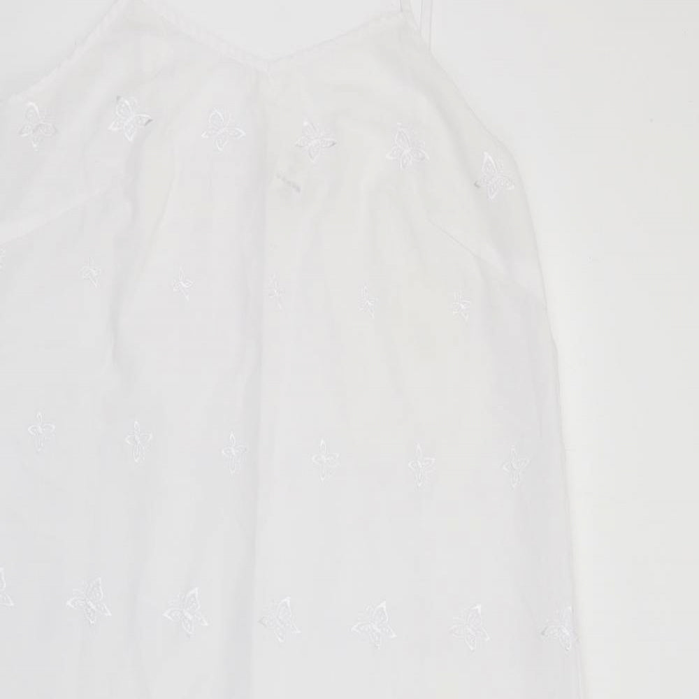 Tesco Womens White  Polyester Maxi  Size L  V-Neck