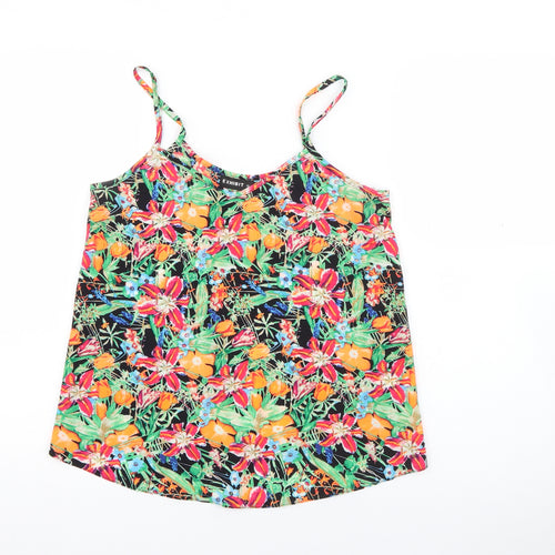 Exhibit Womens Multicoloured Floral Polyester Camisole Tank Size 10 V-Neck