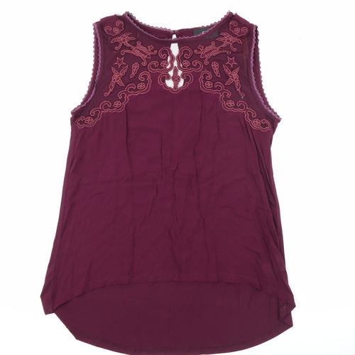 AX Paris Womens Purple  Cotton Camisole Tank Size 10 Boat Neck