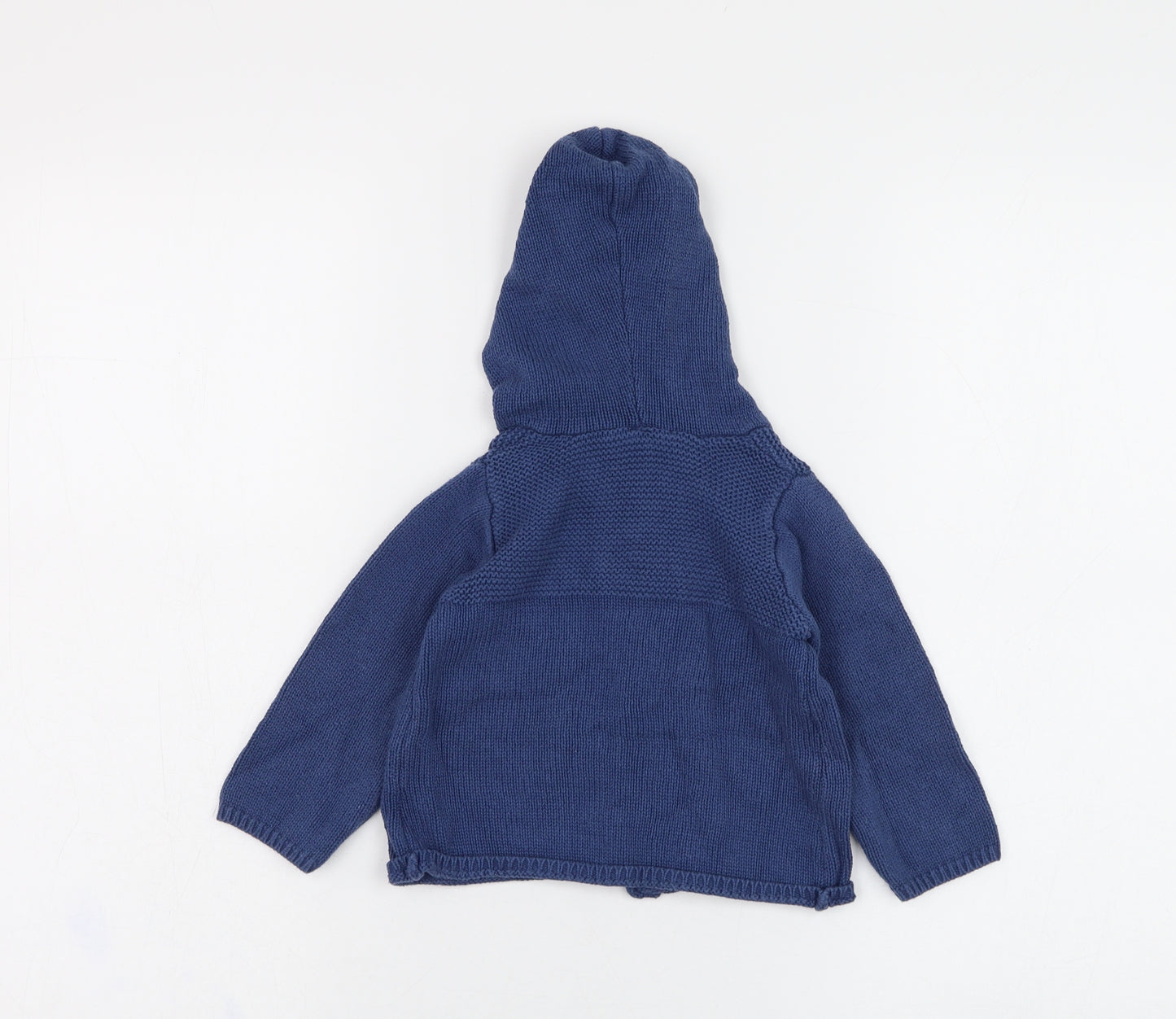 BHS Girls Blue  Cotton Pullover Jumper Size 6-9 Months  Button
