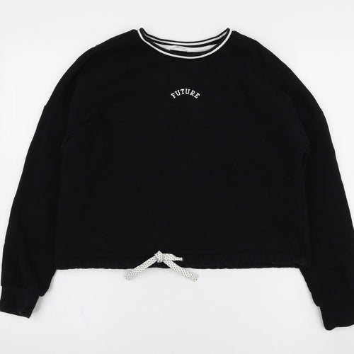 Marks and Spencer Girls Black  Cotton Pullover Sweatshirt Size 12-13 Years  Pullover - Future