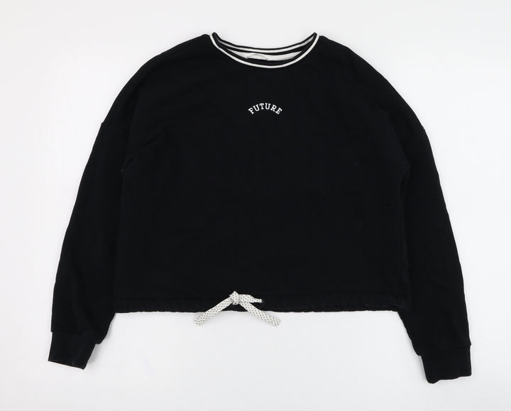 Marks and Spencer Girls Black  Cotton Pullover Sweatshirt Size 12-13 Years  Pullover - Future