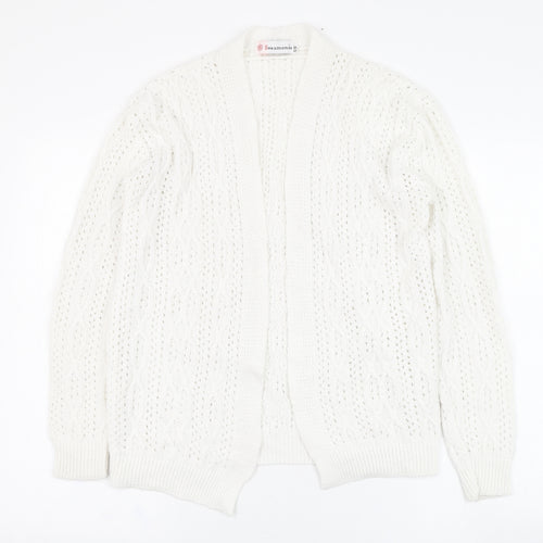 Beaumonde Womens Ivory Square Neck  Polyester Cardigan Jumper Size S