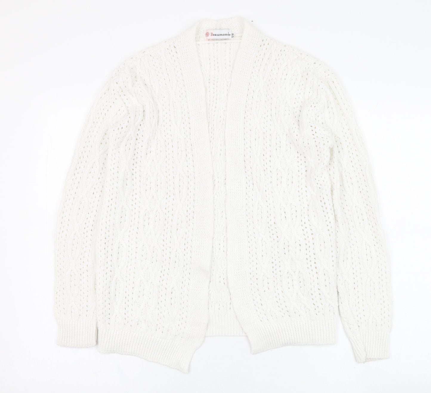Beaumonde Womens Ivory Square Neck  Polyester Cardigan Jumper Size S