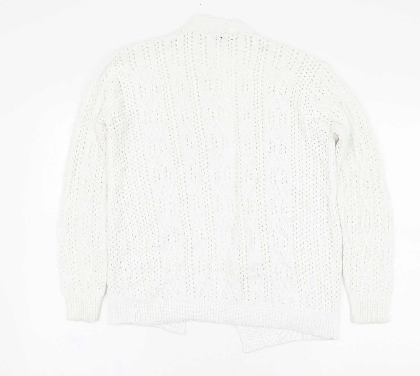 Beaumonde Womens Ivory Square Neck  Polyester Cardigan Jumper Size S