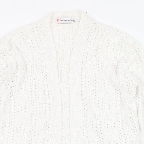 Beaumonde Womens Ivory Square Neck  Polyester Cardigan Jumper Size S