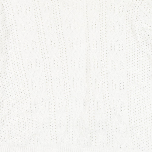 Beaumonde Womens Ivory Square Neck  Polyester Cardigan Jumper Size S