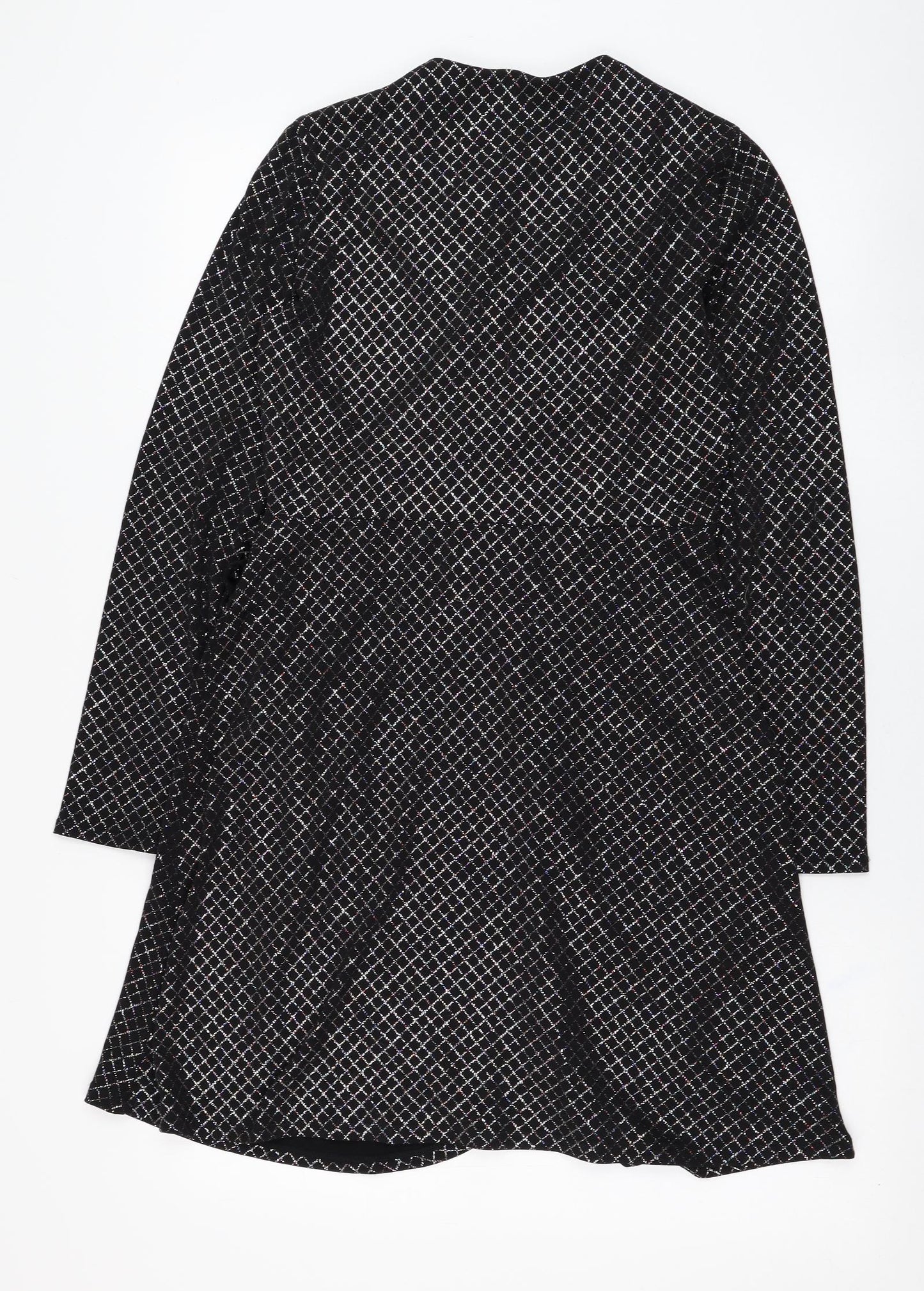 Red Herring Womens Black Check Polyester Wrap Dress  Size 10  V-Neck Tie