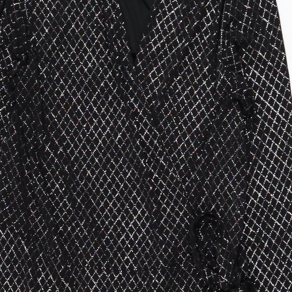 Red Herring Womens Black Check Polyester Wrap Dress  Size 10  V-Neck Tie