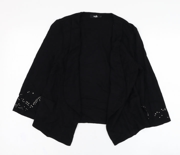 Wallis Womens Black Square Neck  Polyester Cardigan Jumper Size S