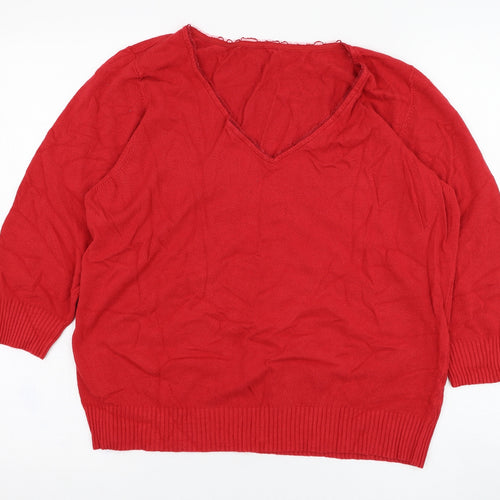 `marks Womens Red Round Neck  Viscose Pullover Jumper Size 20