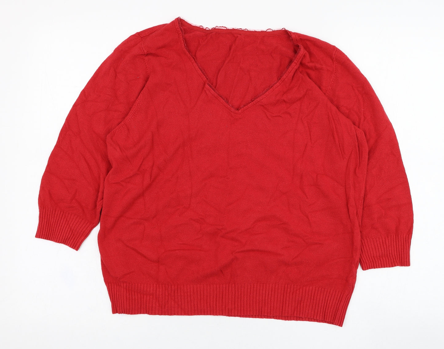 `marks Womens Red Round Neck  Viscose Pullover Jumper Size 20