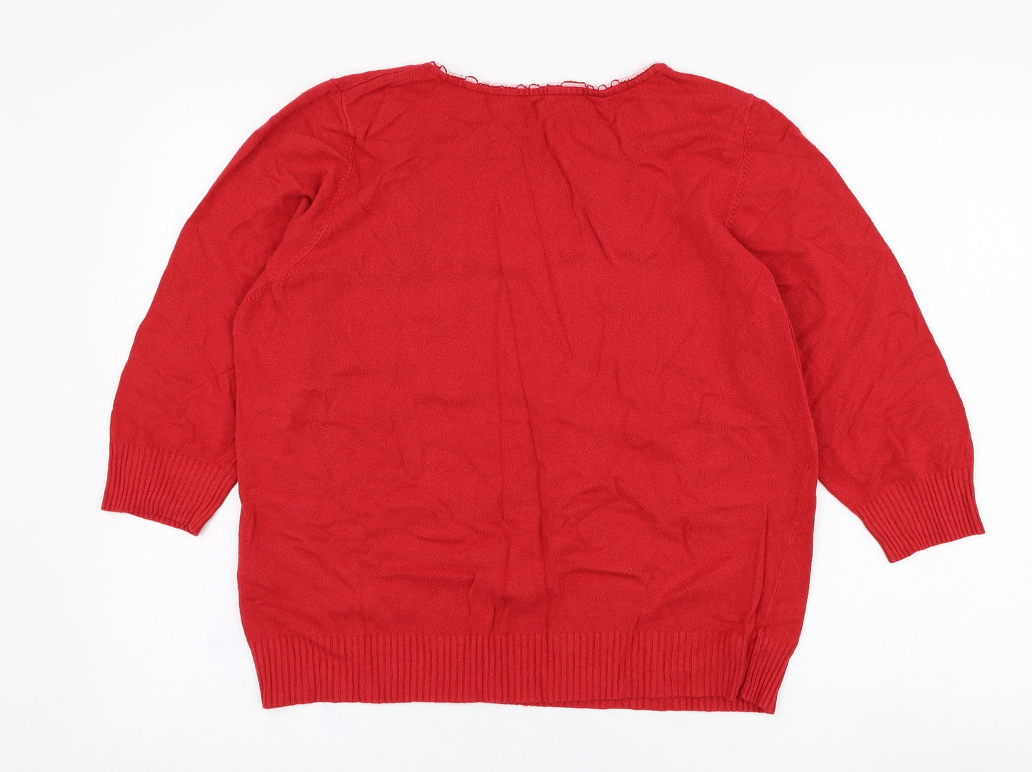 `marks Womens Red Round Neck  Viscose Pullover Jumper Size 20