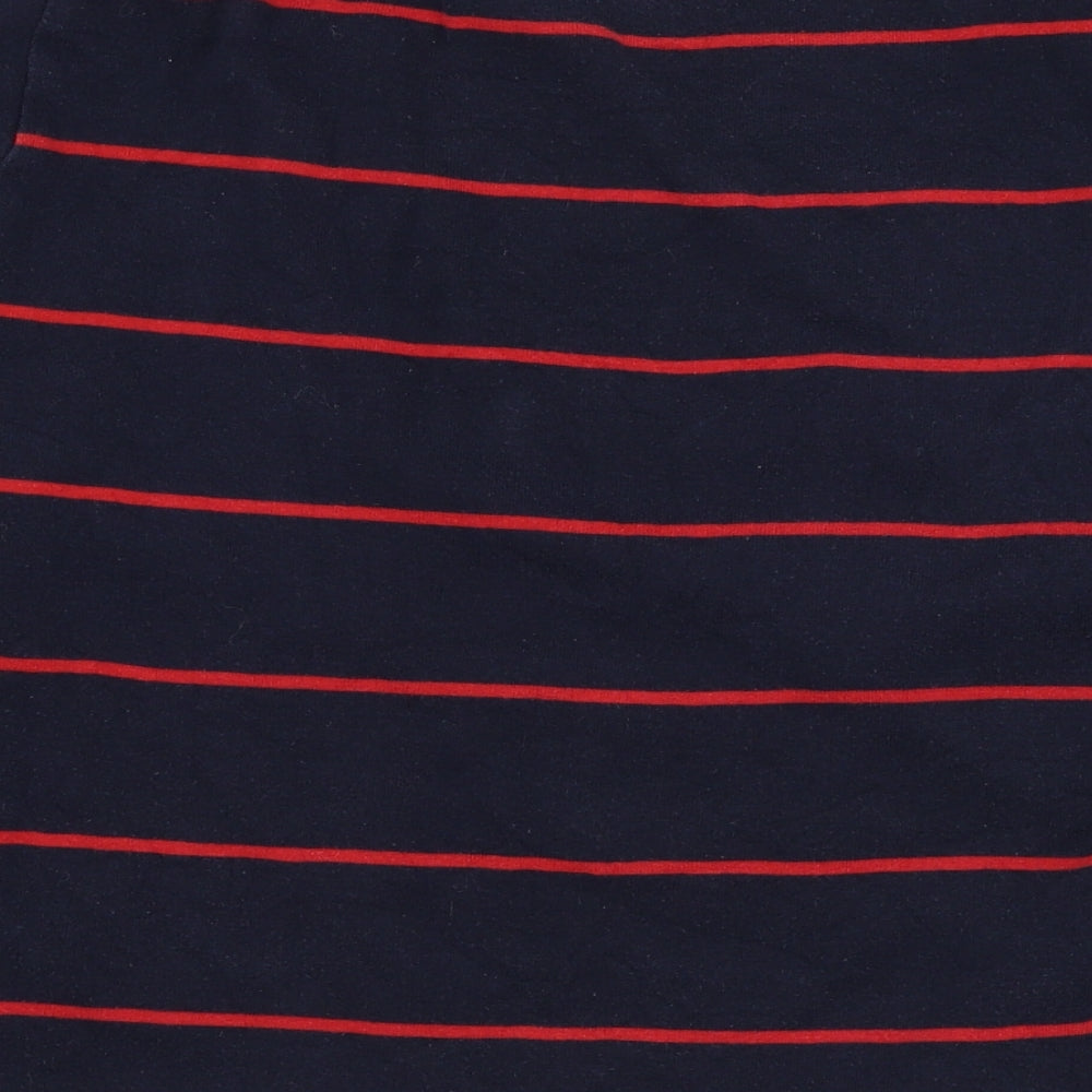 Marks and Spencer Womens Blue Striped Cotton Basic T-Shirt Size 14 Round Neck