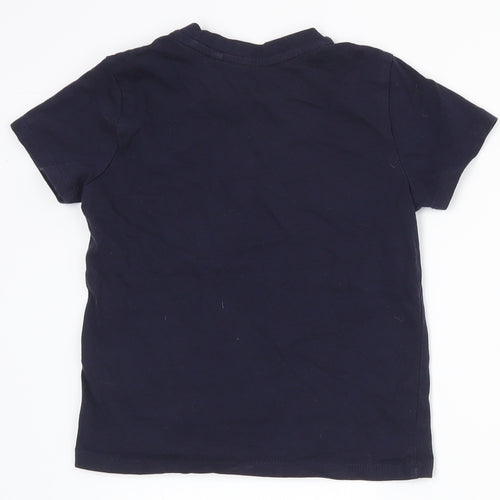 Primark Boys Blue  100% Cotton Basic T-Shirt Size 3-4 Years Round Neck Pullover
