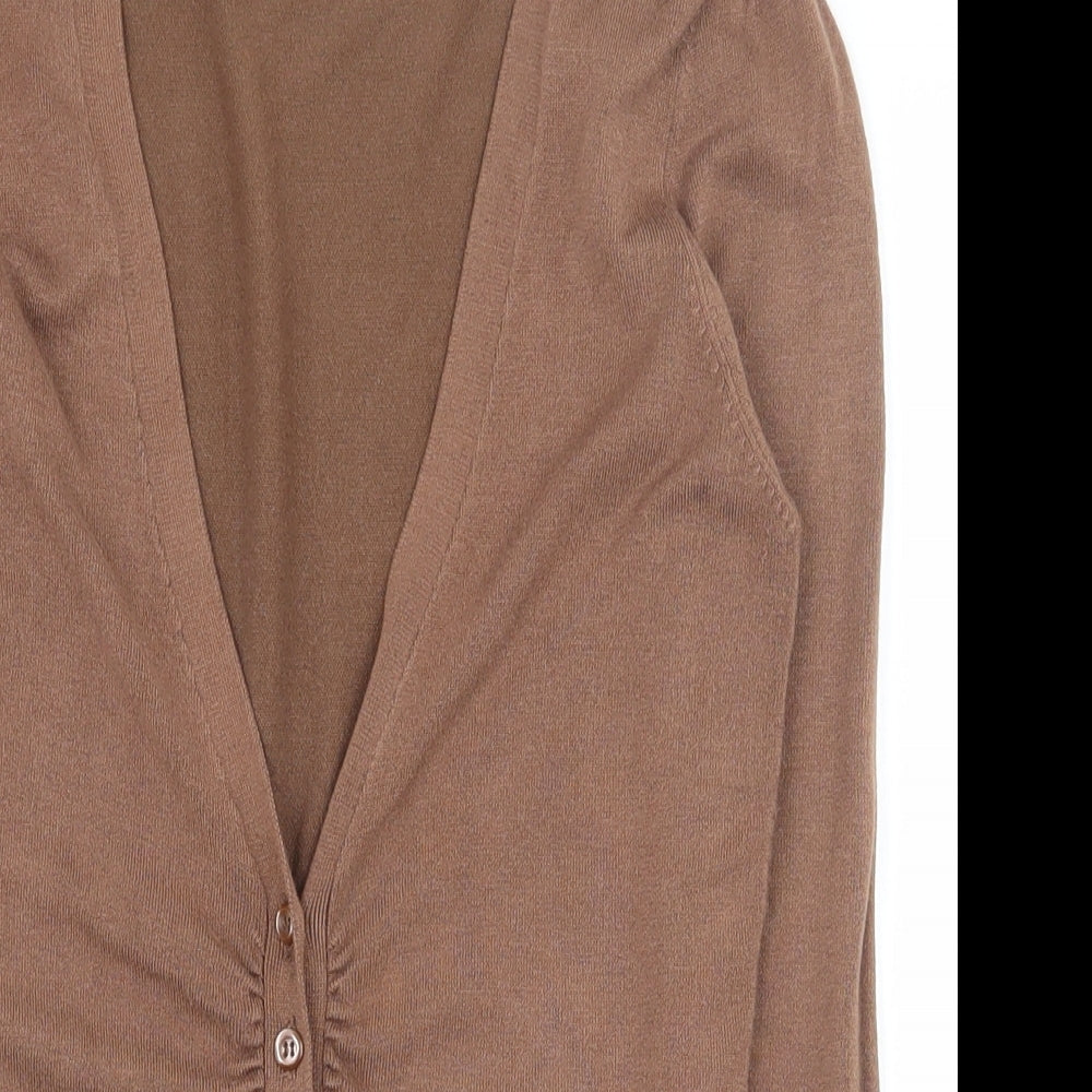 New Look Womens Brown V-Neck  Viscose Cardigan Jumper Size 10