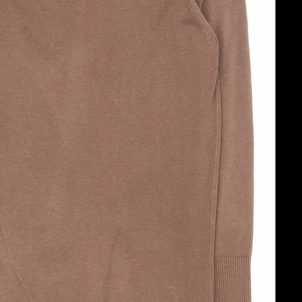 New Look Womens Brown V-Neck  Viscose Cardigan Jumper Size 10