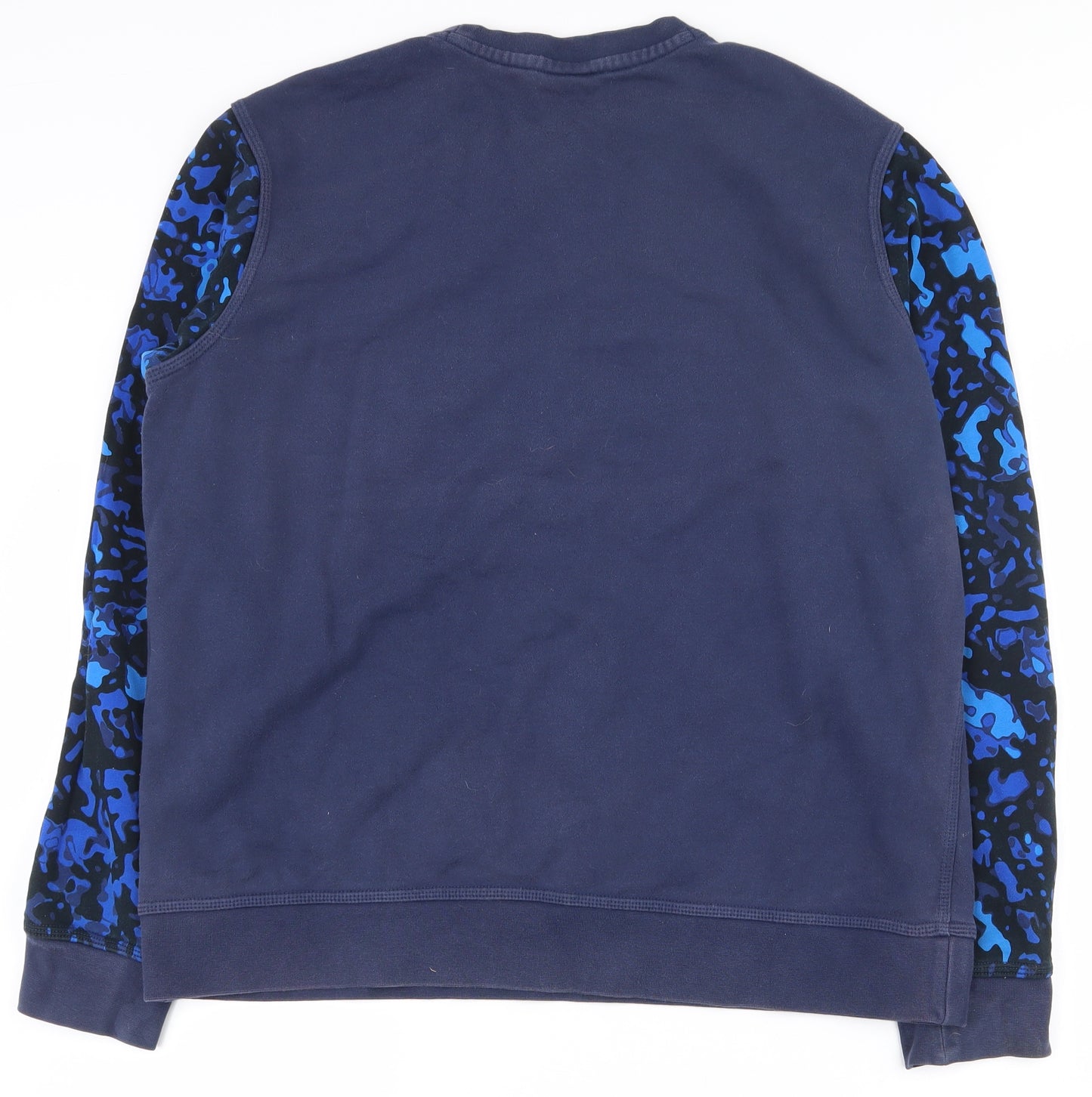 Nike Mens Blue Camouflage Cotton Pullover Sweatshirt Size XL