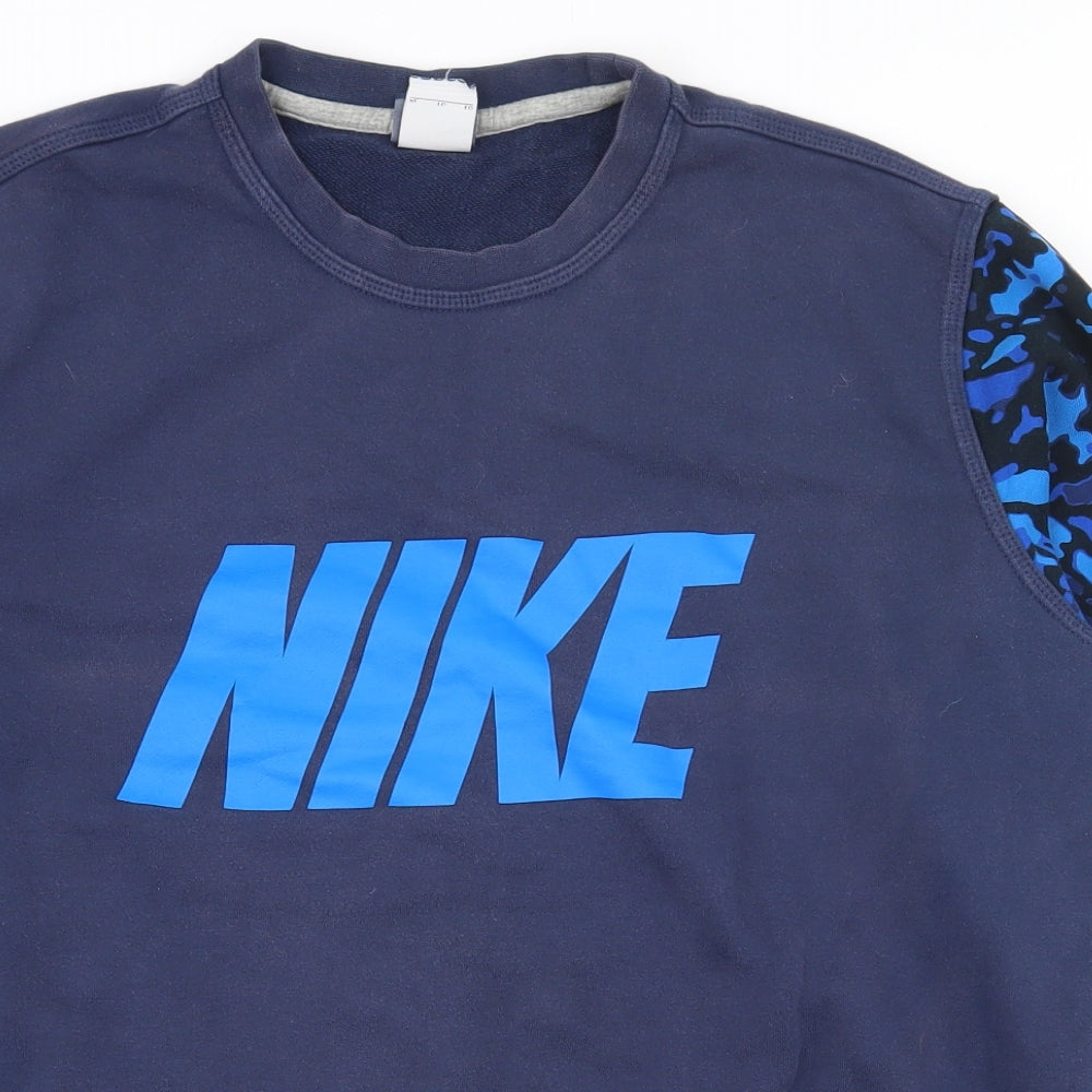 Nike Mens Blue Camouflage Cotton Pullover Sweatshirt Size XL