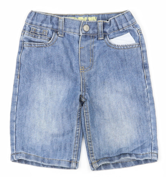 Denim & Co. Boys Blue  Cotton Chino Shorts Size 4-5 Years  Regular Zip