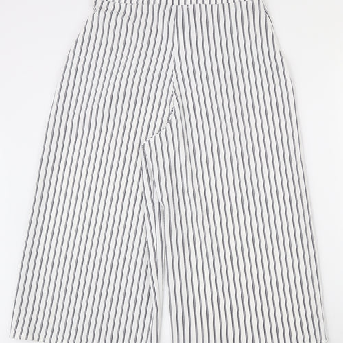 Quiz Womens White Striped Polyester Trousers  Size 12  Regular