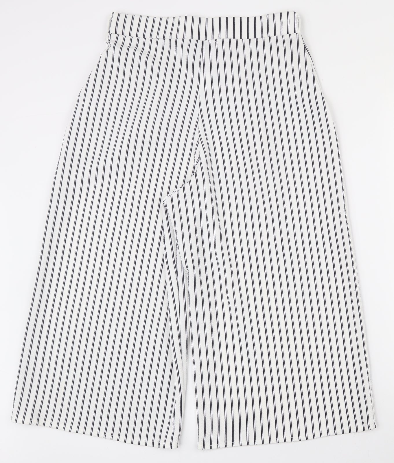 Quiz Womens White Striped Polyester Trousers  Size 12  Regular