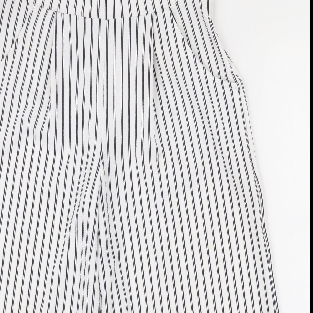 Quiz Womens White Striped Polyester Trousers  Size 12  Regular