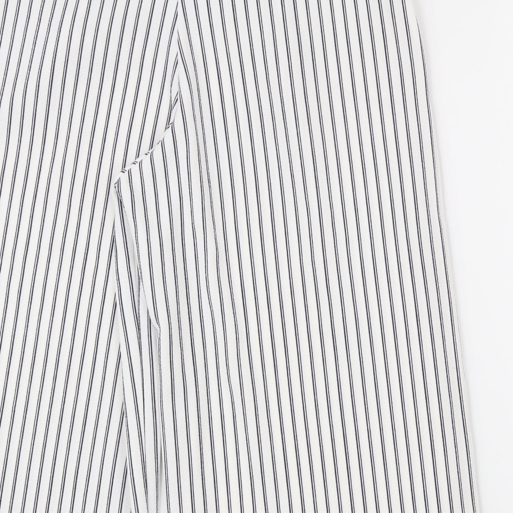 Quiz Womens White Striped Polyester Trousers  Size 12  Regular