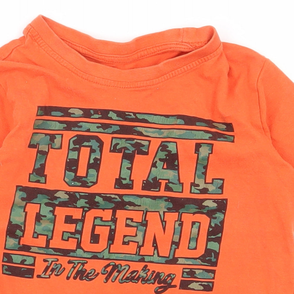 Primark Boys Orange  100% Cotton Basic T-Shirt Size 2-3 Years Round Neck Pullover
