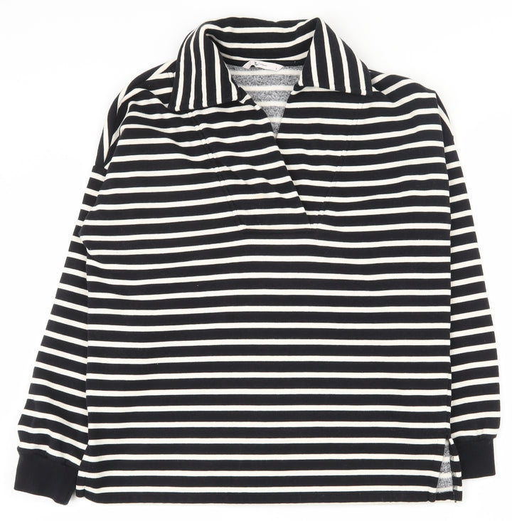 TU Womens Black Striped Cotton Pullover Sweatshirt Size 8 Pullover