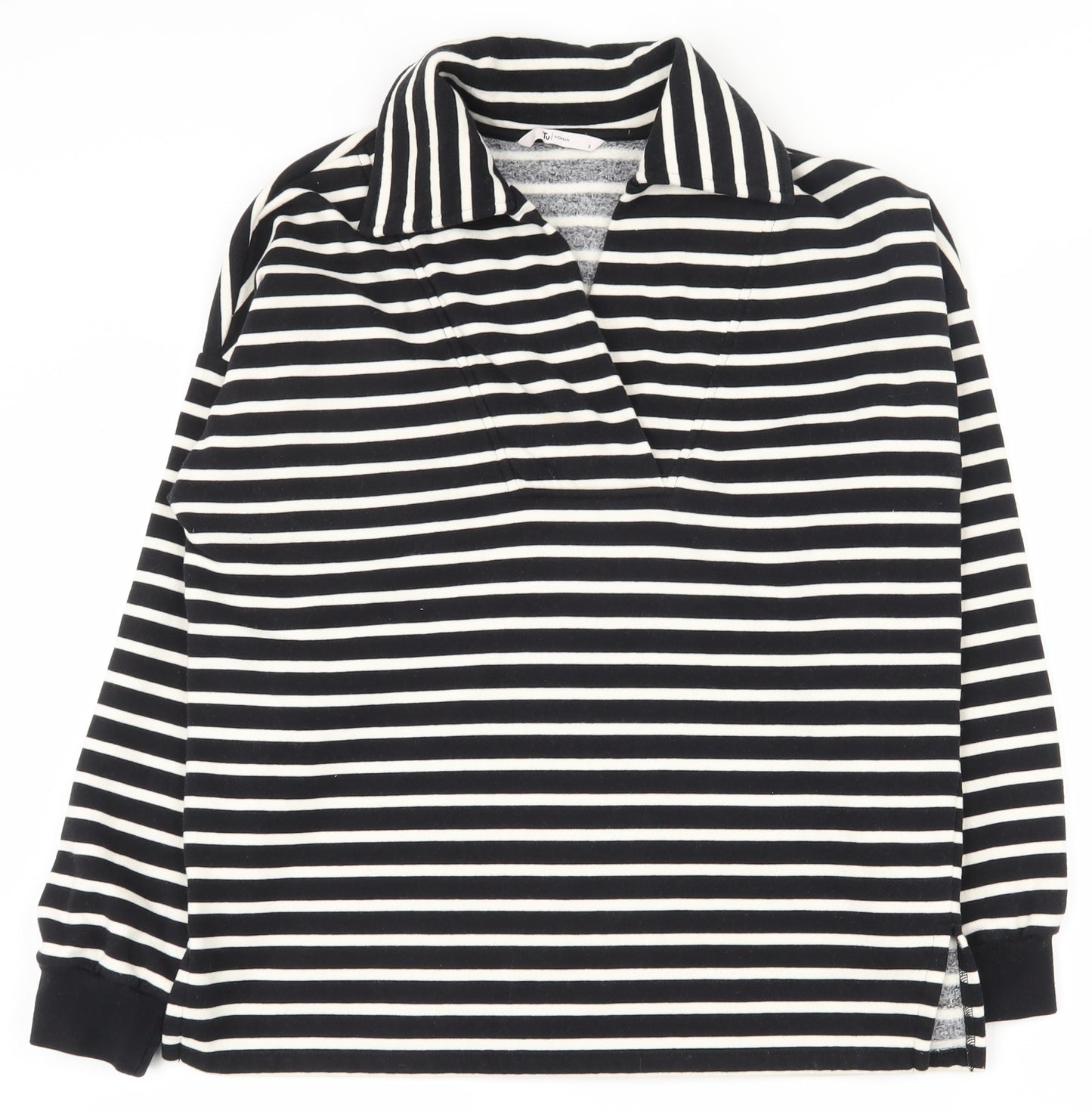 TU Womens Black Striped Cotton Pullover Sweatshirt Size 8  Pullover