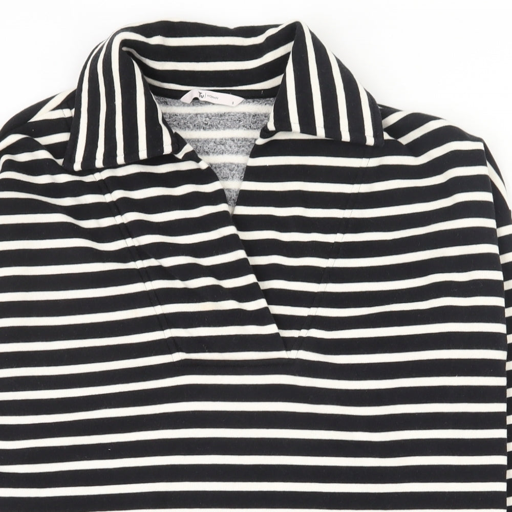 TU Womens Black Striped Cotton Pullover Sweatshirt Size 8  Pullover