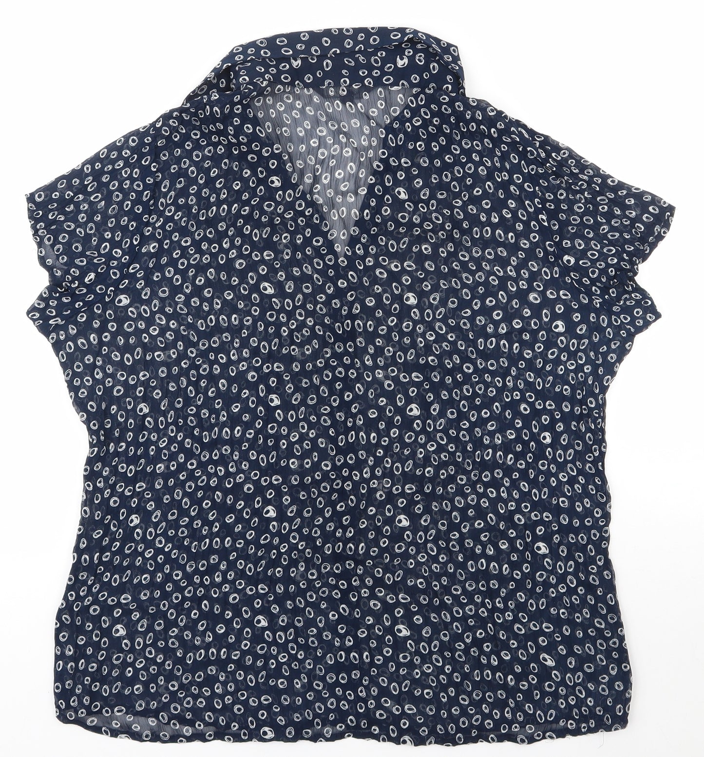 Katrin Womens Blue Geometric Polyester Basic Button-Up Size 14 Collared