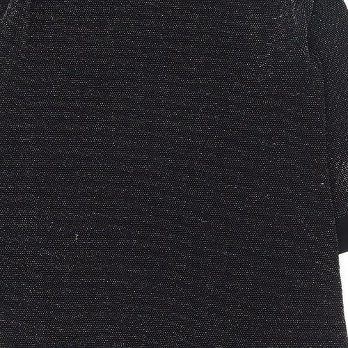 Quiz Womens Black  Nylon Basic T-Shirt Size 10 Round Neck