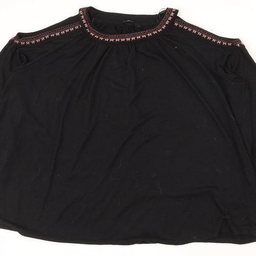 George Womens Black  Polyester Basic T-Shirt Size 18 Round Neck