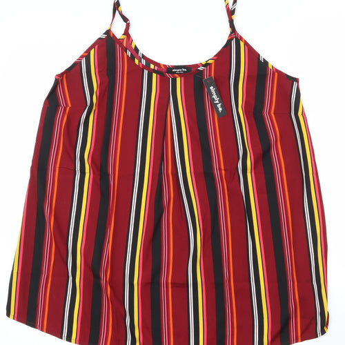Simply Be Womens Multicoloured Striped Polyester Basic Tank Size 14 Scoop Neck